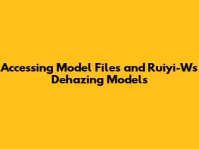 Accessing Model Files and Ruiyi-W's Dehazing Models