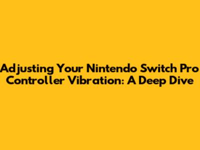 Adjusting Your Nintendo Switch Pro Controller Vibration: A Deep Dive