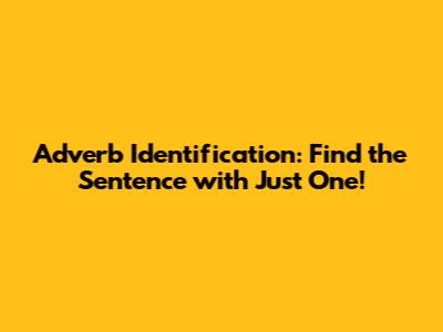 Adverb Identification: Find the Sentence with Just One!