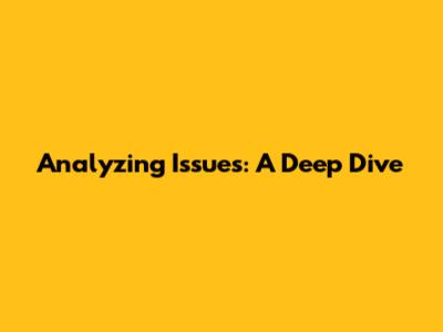 Analyzing Issues: A Deep Dive