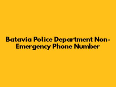 Batavia Police Department Non-Emergency Phone Number