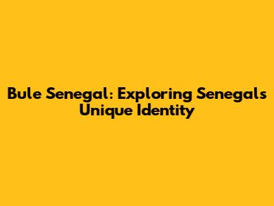 Bule Senegal: Exploring Senegal's Unique Identity