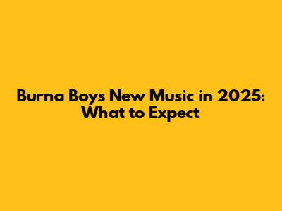 Burna Boy's New Music in 2025: What to Expect