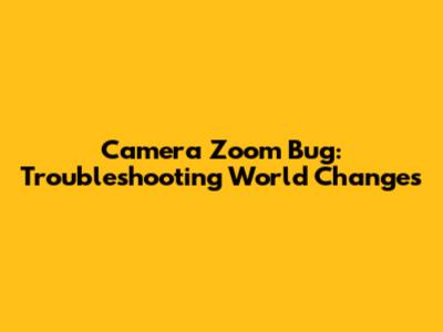 Camera Zoom Bug: Troubleshooting World Changes