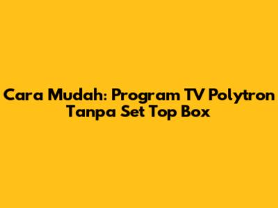 Cara Mudah: Program TV Polytron Tanpa Set Top Box