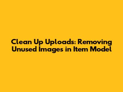 Clean Up Uploads: Removing Unused Images in Item Model