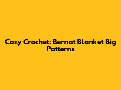 Cozy Crochet: Bernat Blanket Big Patterns
