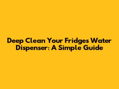 Deep Clean Your Fridge's Water Dispenser: A Simple Guide