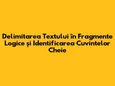 Delimitarea Textului în Fragmente Logice și Identificarea Cuvintelor Cheie