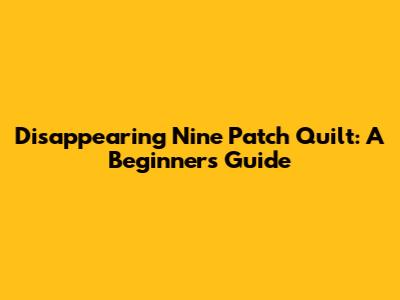 Disappearing Nine Patch Quilt: A Beginner's Guide