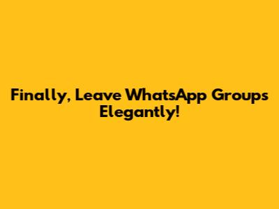 Finally, Leave WhatsApp Groups Elegantly!