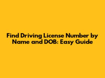 Find Driving License Number by Name and DOB: Easy Guide