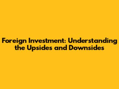 Foreign Investment: Understanding the Upsides and Downsides
