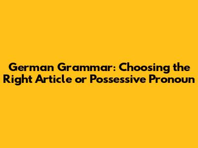 German Grammar: Choosing the Right Article or Possessive Pronoun
