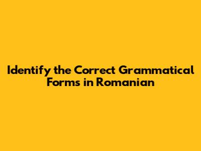 Identify the Correct Grammatical Forms in Romanian