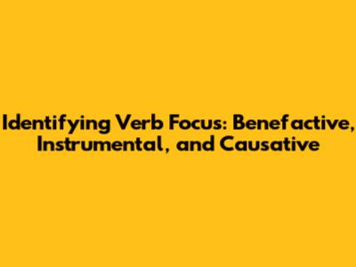 Identifying Verb Focus: Benefactive, Instrumental, and Causative