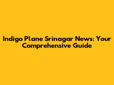Indigo Plane Srinagar News: Your Comprehensive Guide