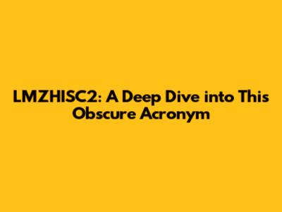 LMZHISC2: A Deep Dive into This Obscure Acronym