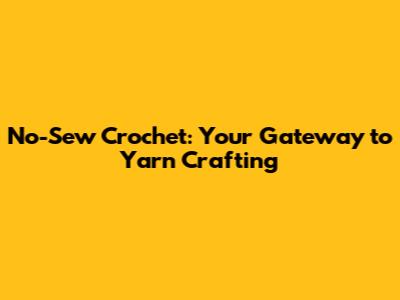 No-Sew Crochet: Your Gateway to Yarn Crafting