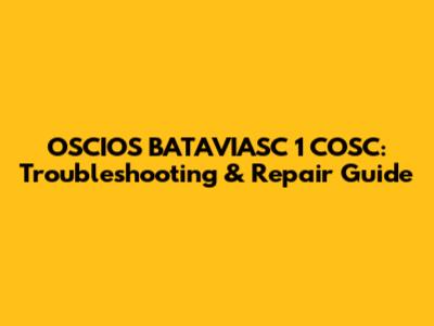 OSCIOS BATAVIASC 1 COSC: Troubleshooting & Repair Guide