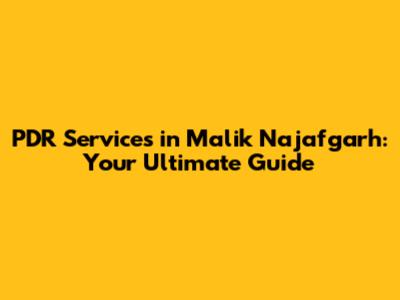 PDR Services in Malik Najafgarh: Your Ultimate Guide