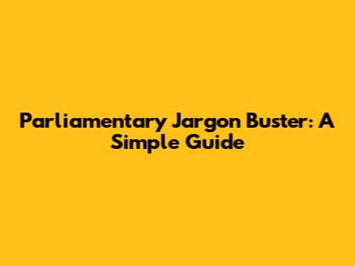 Parliamentary Jargon Buster: A Simple Guide