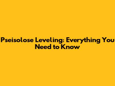 Pseisolose Leveling: Everything You Need to Know