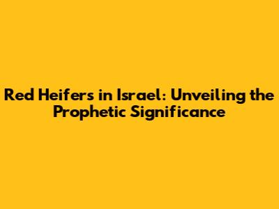 Red Heifers in Israel: Unveiling the Prophetic Significance