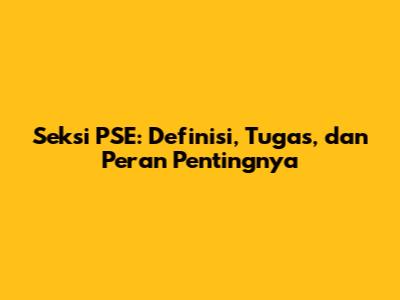 Seksi PSE: Definisi, Tugas, dan Peran Pentingnya