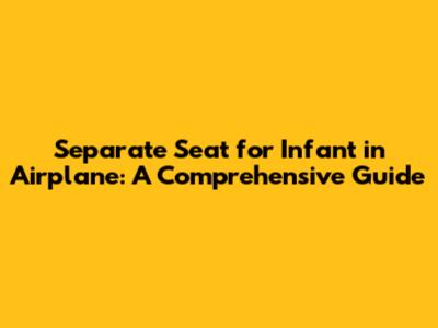 Separate Seat for Infant in Airplane: A Comprehensive Guide