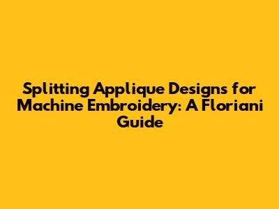 Splitting Applique Designs for Machine Embroidery: A Floriani Guide