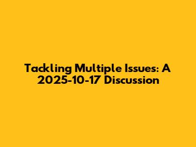 Tackling Multiple Issues: A 2025-10-17 Discussion