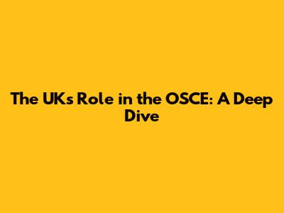 The UK's Role in the OSCE: A Deep Dive
