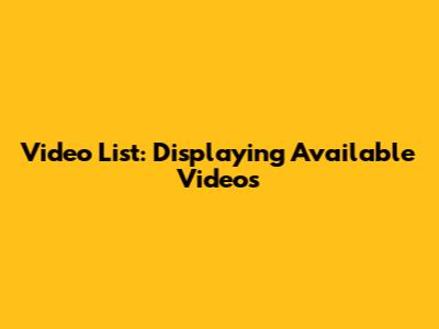 Video List: Displaying Available Videos