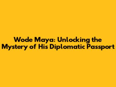 Wode Maya: Unlocking the Mystery of His Diplomatic Passport