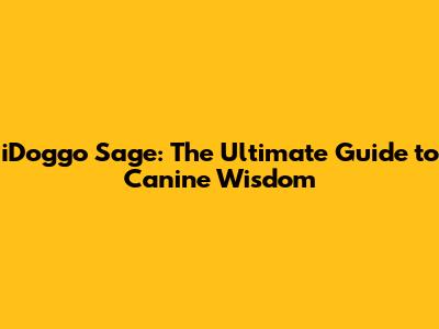 iDoggo Sage: The Ultimate Guide to Canine Wisdom